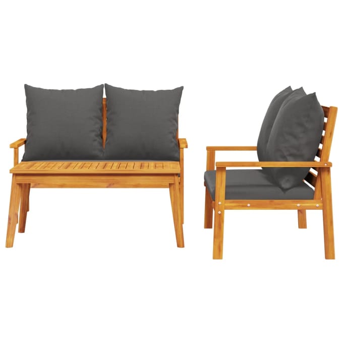 vidaXL - 3-delige - Loungeset - met - kussens - massief - acaciahout