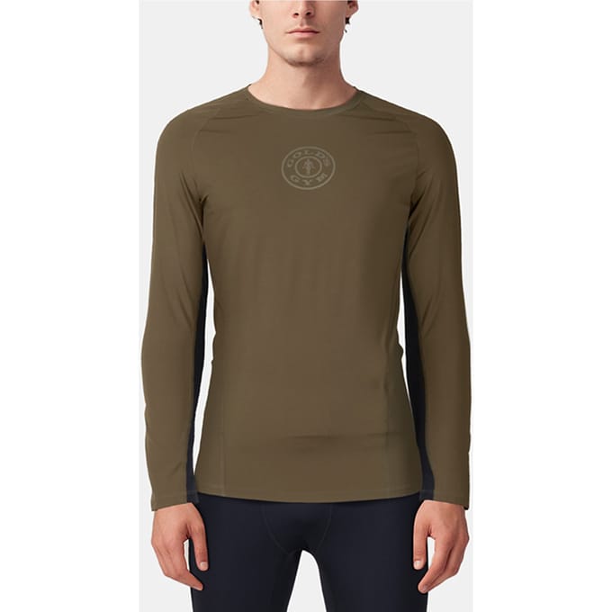 Gold's Gym Greg - Men's Fitted Compression Longsleeve Olive Größe: L | Sportbekleidung Outlet | Herren | Grün