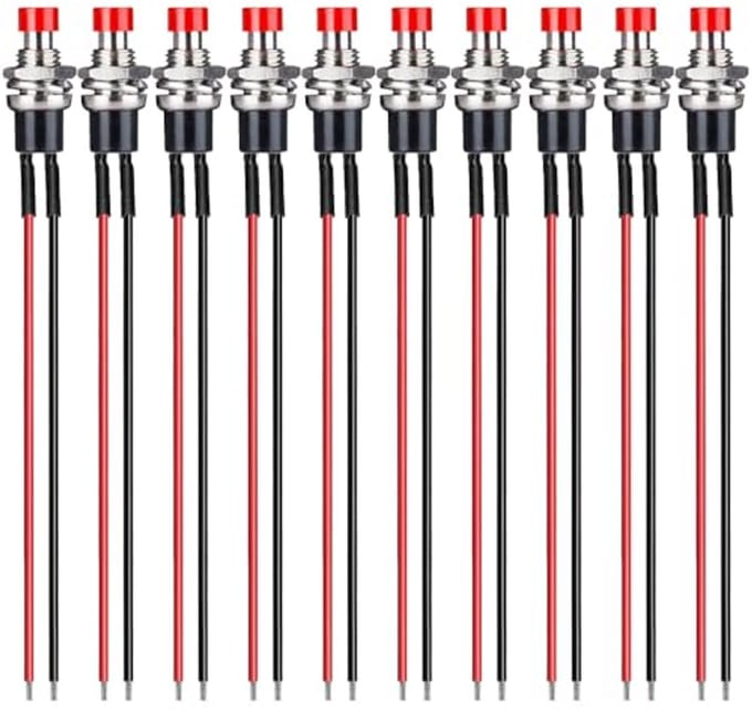 Mini Momentary Drukknop 7mm 3V-230V - Voorbedrade AAN/UIT 2 Pin