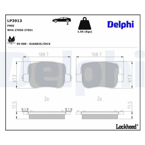 Remblokset, schijfrem DELPHI LP3913