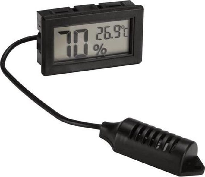 Velleman Digitale inbouw thermometer/hygrometer, groot display, abs-behuizing, meetbereik -50 °C tot 70 °C, vochtigheid 10-99 %