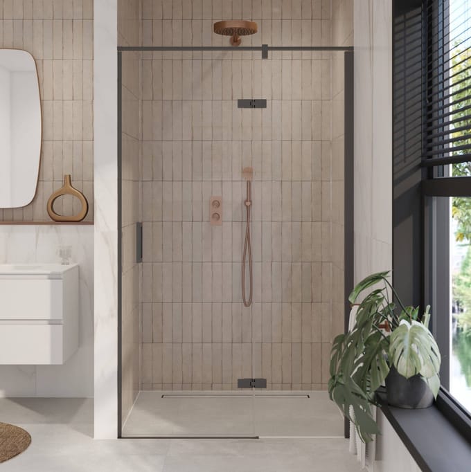 Ben meteora Douchedeur - Draaideur - Rechts - 100x200 Mat Zwart - Veiligheidsglas