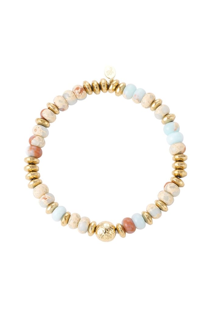 Bijoutheek Armband (Sieraad) multi kralen (6mm) beige