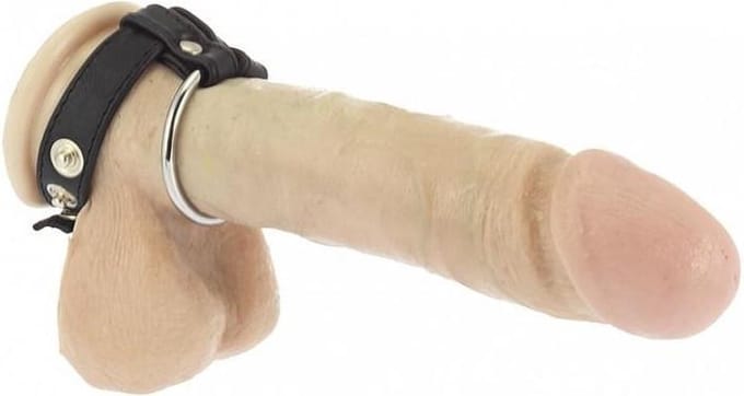 Rimba - Lederen Penis Strap Met Metalen Cockring - Verstelbaar met Drukknopen 40 mm