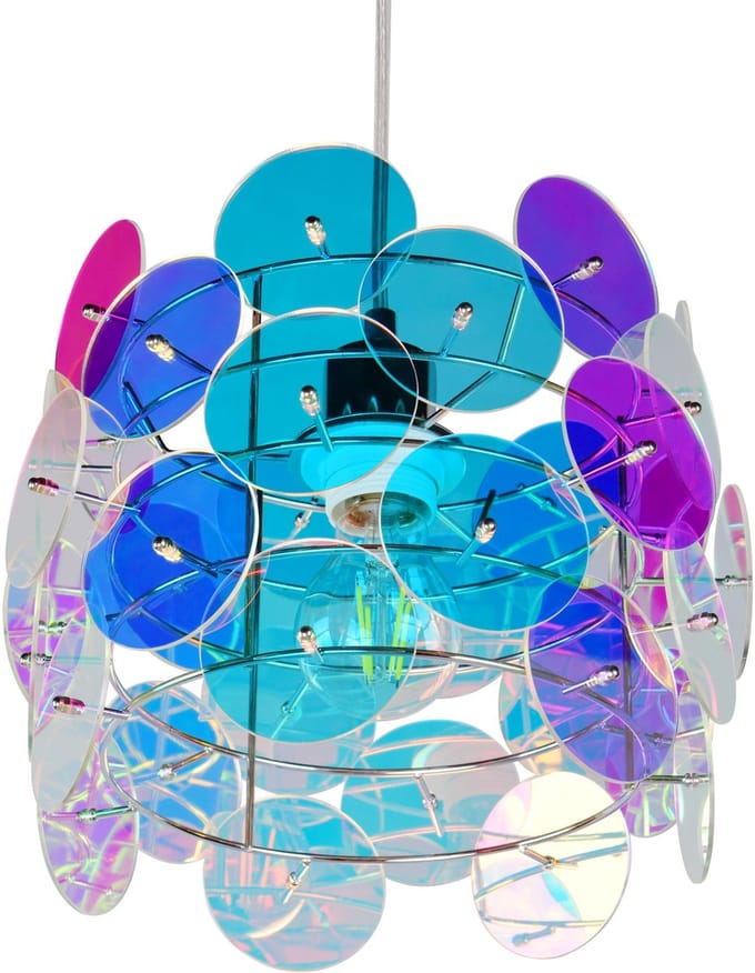 REALITY IRIDE - Hanglamp - Transparant iriserend - excl. 1x E27 4 W - Plafondbevestiging - In hoogte verstelbaar