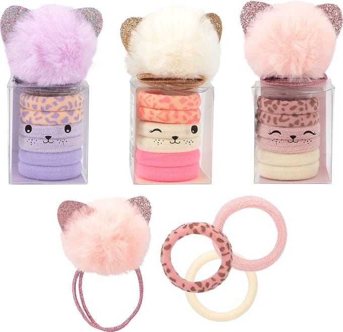 Depesche - Princess Mimi haarelastiekjes kat - 1 set van 6 elastiekjes