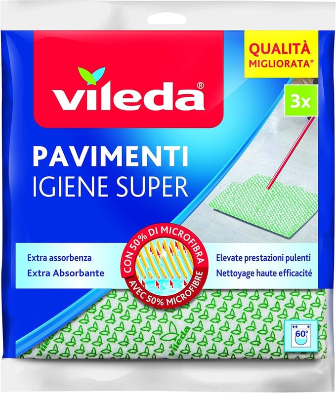 Vileda Dweil Super Hygiënisch - 3 Stuks - 50 x 45cm - Groen