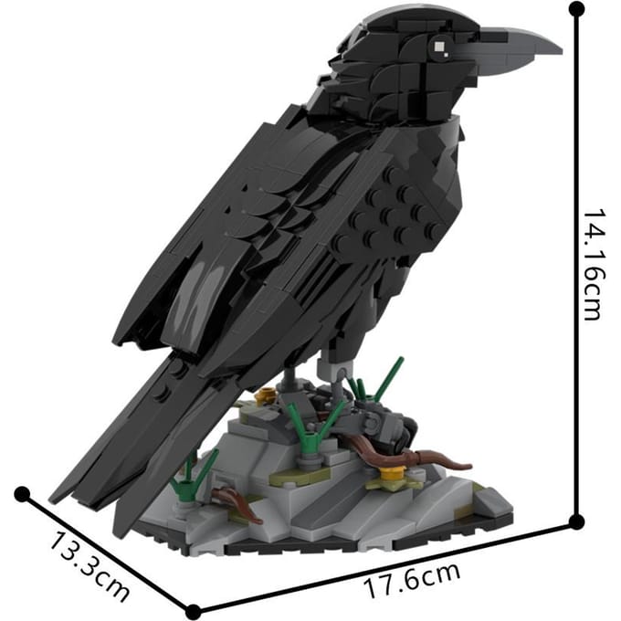 Gobricks MIJN EIGEN CREATIE 217187 Raaf Bouwstenen Verbeelding Dierenserie Kraai Blokken Modellen Assemblage Speelgoed Vogel Cadeaus black