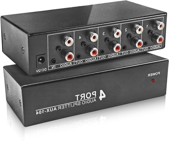 Audio Splitter - Audio Distributeur - Audio Verdeling - 1 In 4 Out - Compact Ontwerp - Zwart