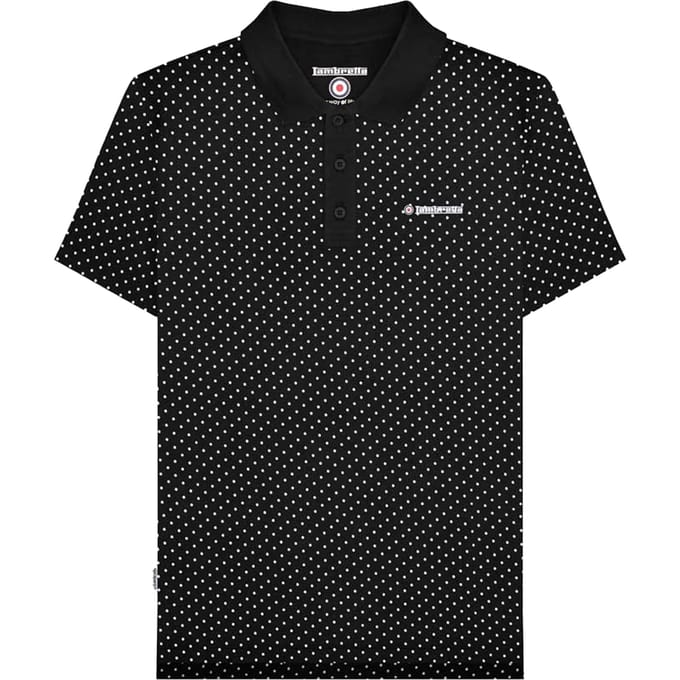 Lambretta Heren SS24 Polka Dot Poloshirt (Zwart)