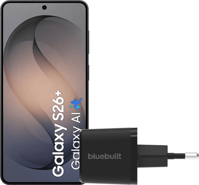 Samsung Galaxy S26 Plus 512GB Zwart 5G + BlueBuilt Oplader 45 Watt Zwart