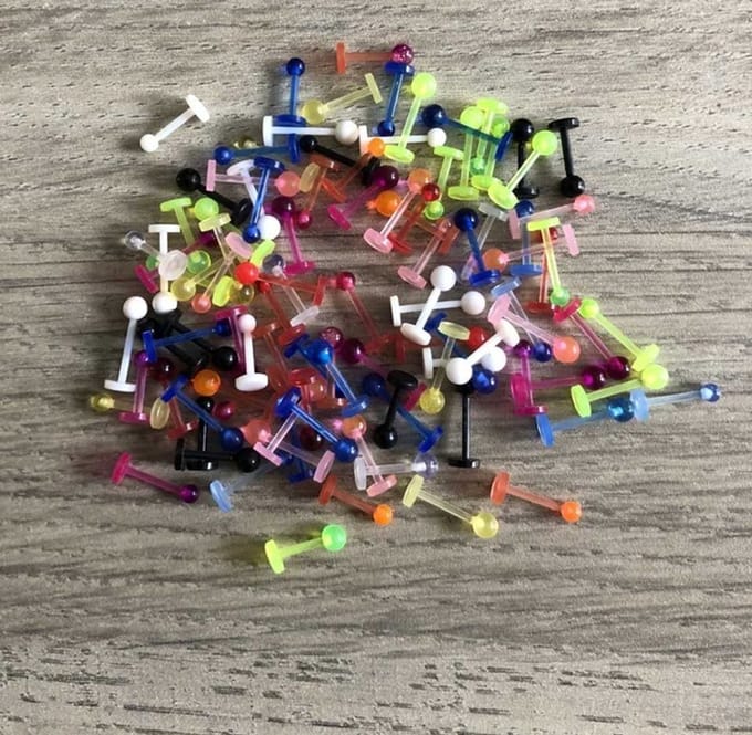 Lev Sieraden - UV Labret Piercings Diversen Kleuren en Maten – Set van 100 Stuks
