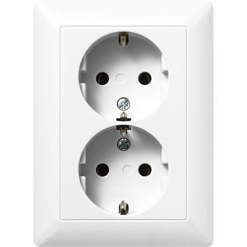 Jung AS500 Inbouw Stopcontact met Randaarde - 2-voudig - Alpin wit / JUNG WCD RA 2V KLEM ALP AS500
