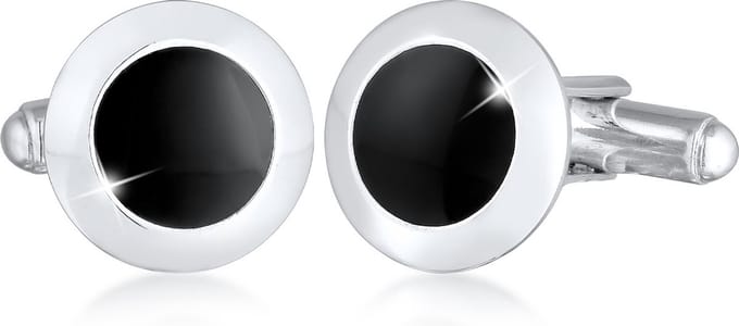 KUZZOI - Manchetknopen - Heren rond Basic met email in 925 Sterling Zilver - Heren
