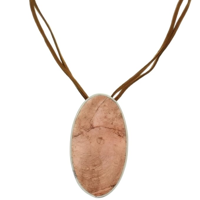 Behave - Ketting met ovale bruine schelp hanger - 43 cm (verlengketting 6,5 cm)