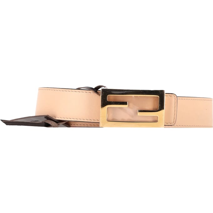 Fendi FF Gesp Omkeerbare Riem in Beige Leer