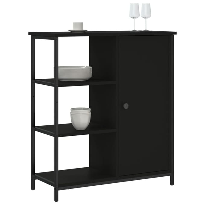 vidaXL - Dressoir - 70x30x80 - cm - bewerkt - hout - zwart
