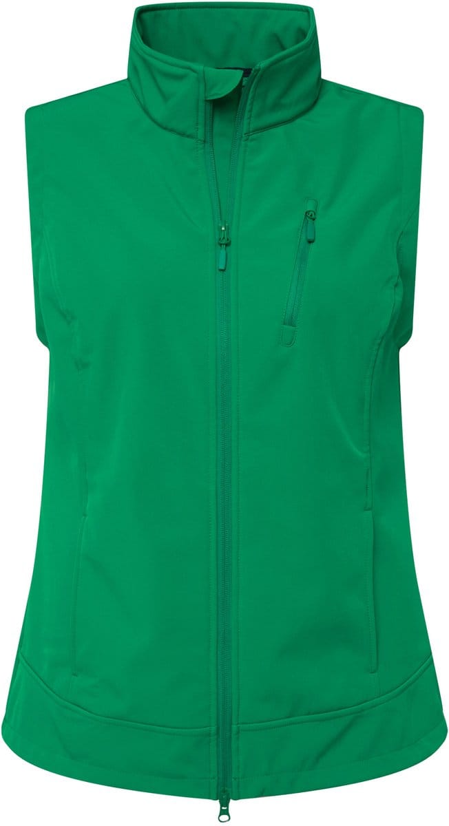 Ulla Popken - Dames - Softshell bodywarmer fleecevoering 2-wegrits - Smaragdgroen - Maat 46+