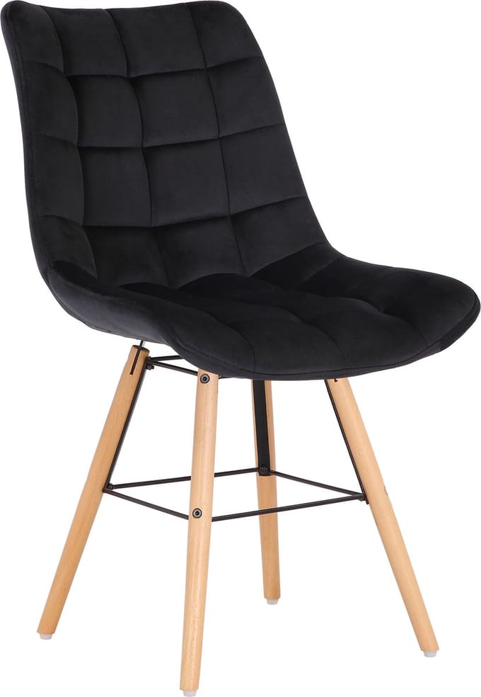 CLP Leni Eetkamerstoel - Zonder armleuning - Hout frame - Fluweel - zwart