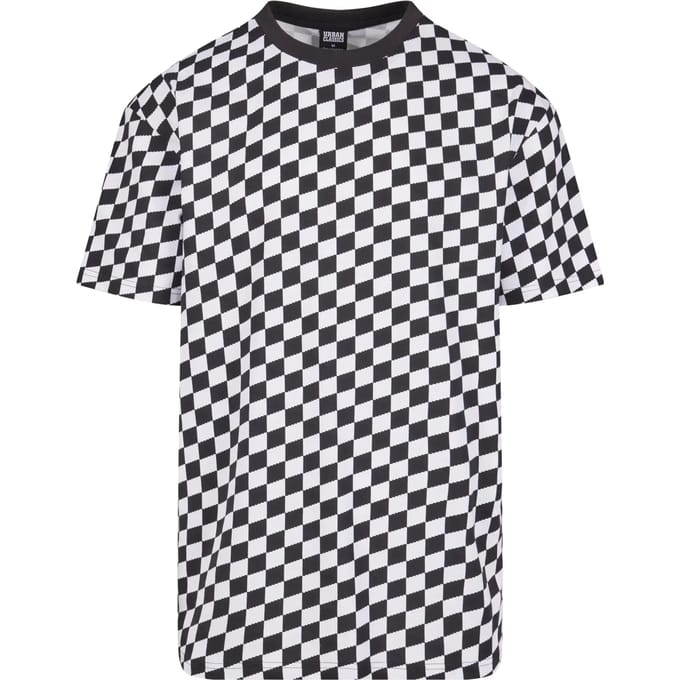 Urban Classics - Oversized Check Heren Tshirt - L - Zwart