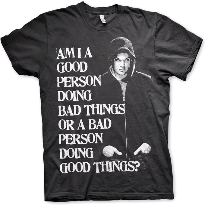 Dexter Heren Tshirt -M- Bad Person Doing Good Things Zwart