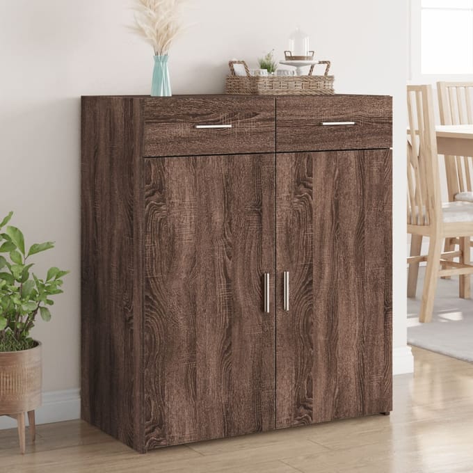 vidaXL - Dressoir - 80x42,5x93 - cm - bewerkt - hout - bruin - eikenkleur