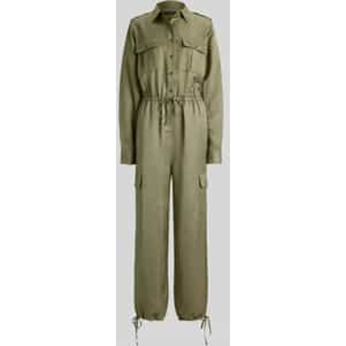 relaxed fit jumpsuit van mix van viscose en linnen