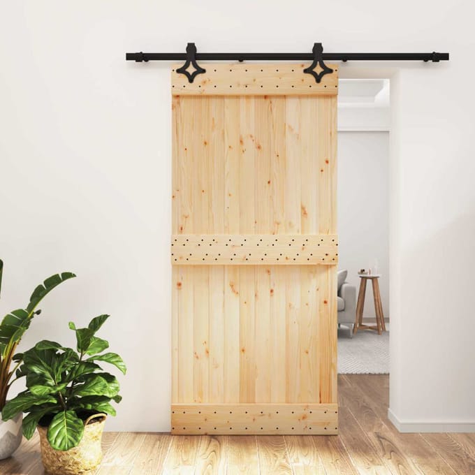 vidaXL - Schuifdeur - 95 - x - 210 - cm - Massief - Pine - Hout - (Onbehandeld)