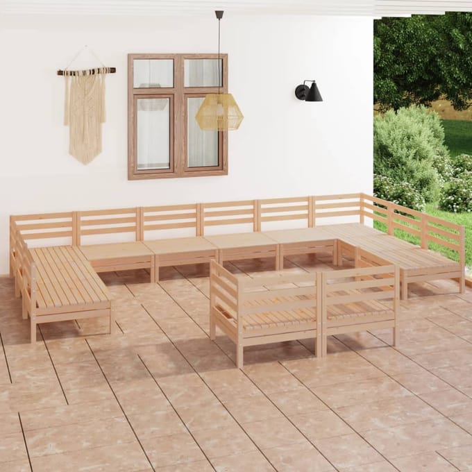 vidaXL - 12-delige - Loungeset - massief - grenenhout