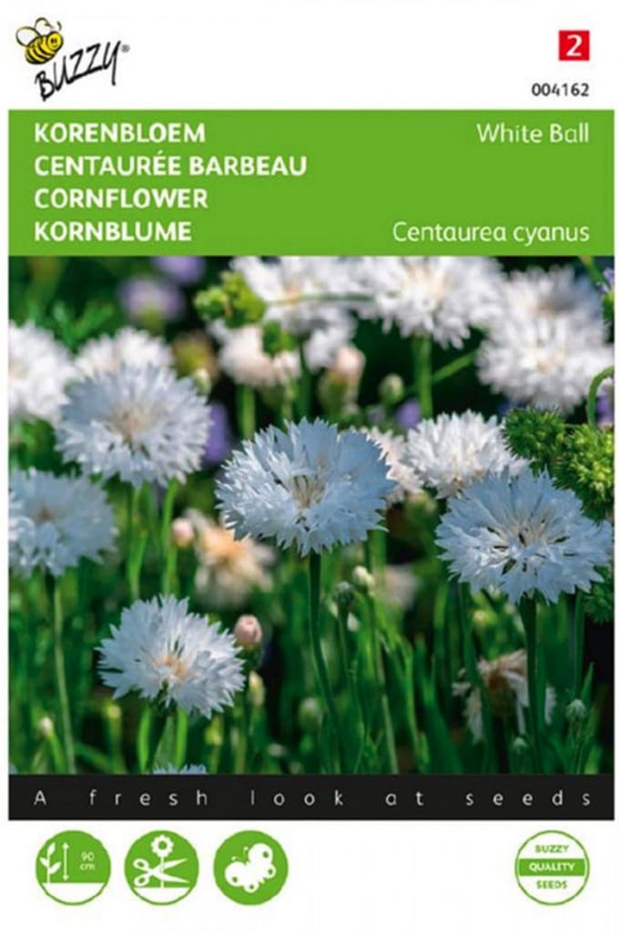 Buzzy - Zaden centaurea korenbloem white ball ca.1 gram