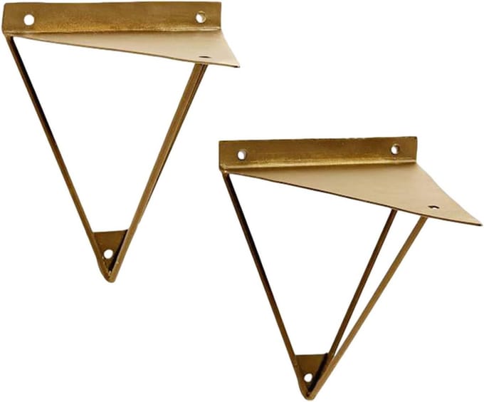 Plankdragers - Wandsteunen - Opbergen - Stevig metaal - Set van 2 - Goud