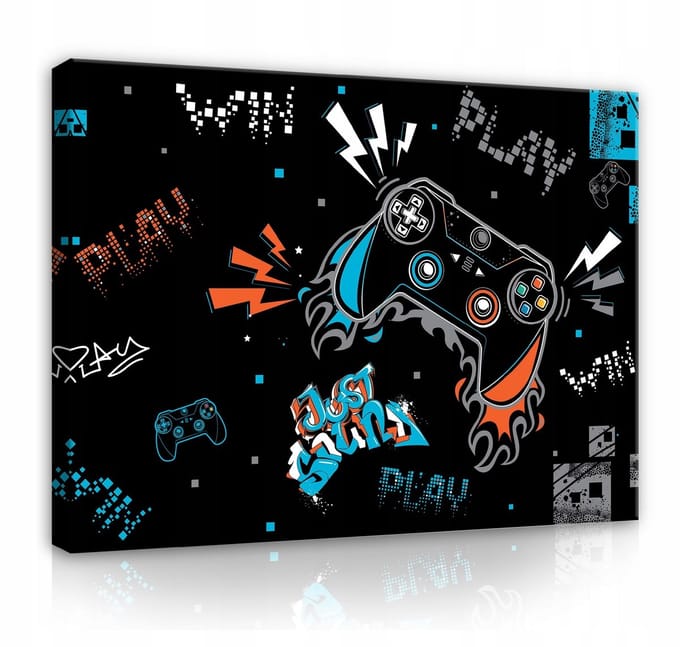 WALLARENA - Canvas schilderij - 60x40 cm - afbeelding van een gamer voor de kinderkamer