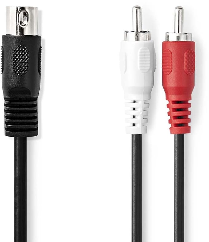Tulp stereo 2RCA naar DIN 5pins kabel - 1,5 meter