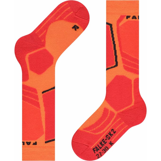 FALKE SK2 warm dik wol functioneel materiaal skisokken kinderen orange - maat 35-38
