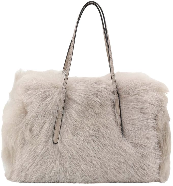 abro Leren handtas schoudertas Leather Shearling LH Noelle Handbag Siena beige