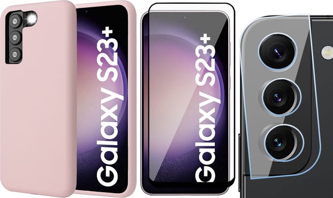 Hoesje geschikt voor Samsung Galaxy S23 Plus - Screenprotector FullGuard & Camera Lens Screen Protector - Back Cover Case SoftTouch Roze