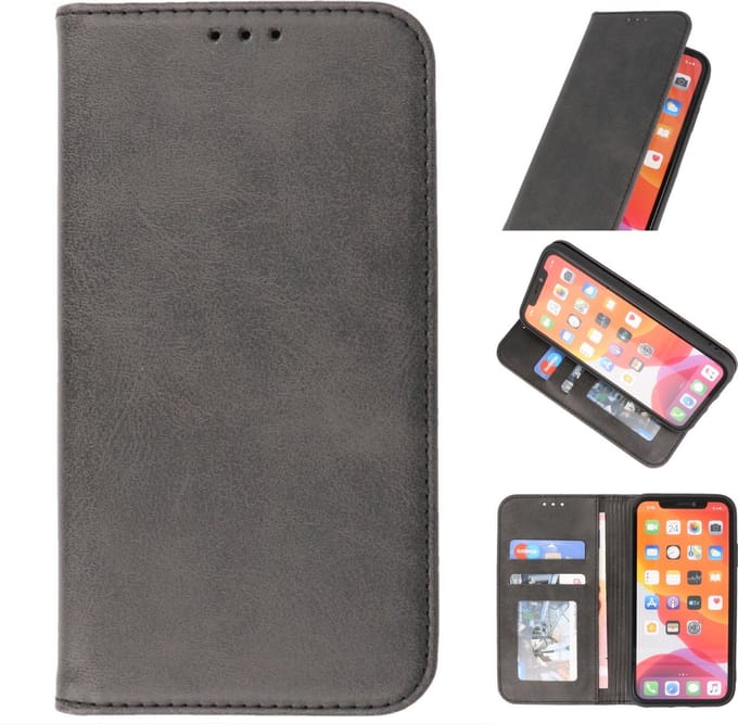 Magnetisch Folio Book Case - Hoesje Geschikt voor iPhone X - Xs Zwart