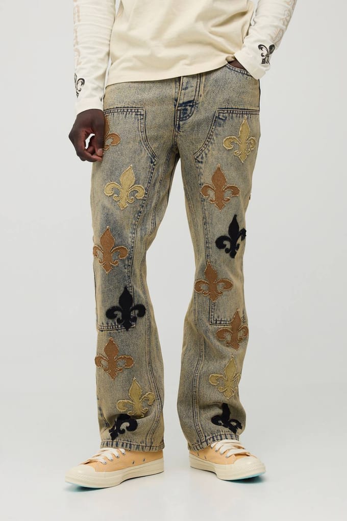 Timmermans Jeans Met Fleur De Lis Applicatie | Antique Blue | Size 32R