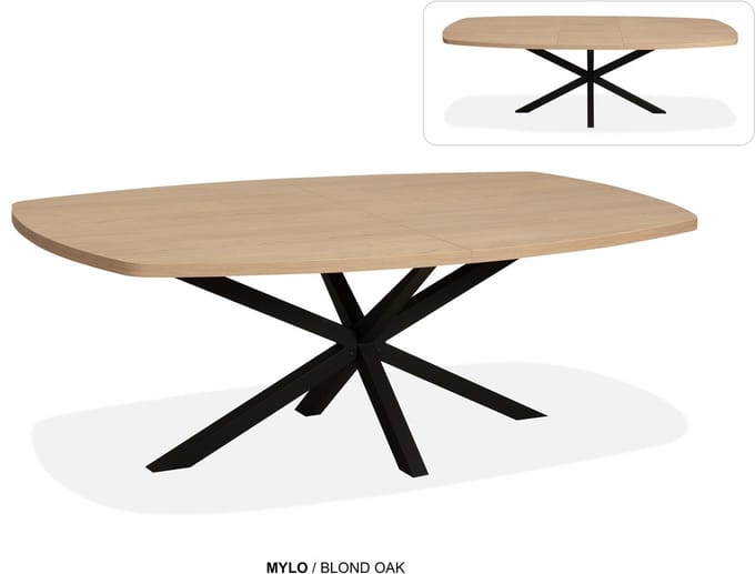 Maxfurn - Deens ovale uitschuiftafel 200/260cm | Zeer krasvast | Kleur: Blond oak