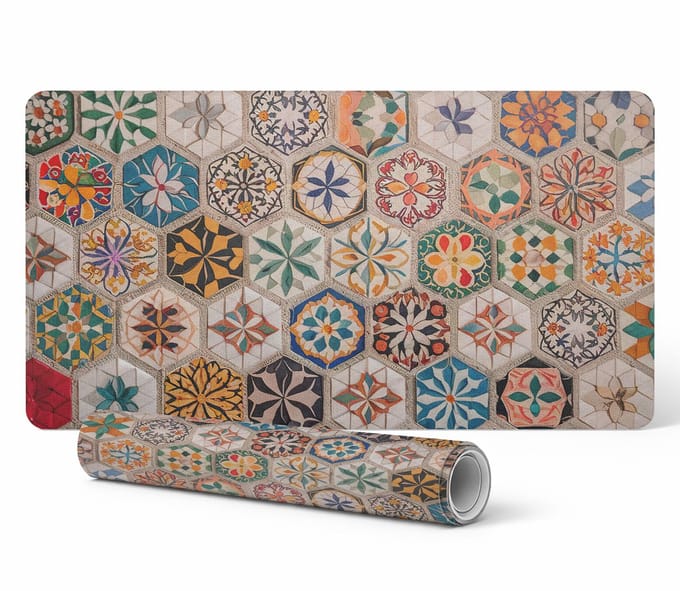 Antislip bureauonderlegger met bloemenmozaïekpatroon 100x50 cm