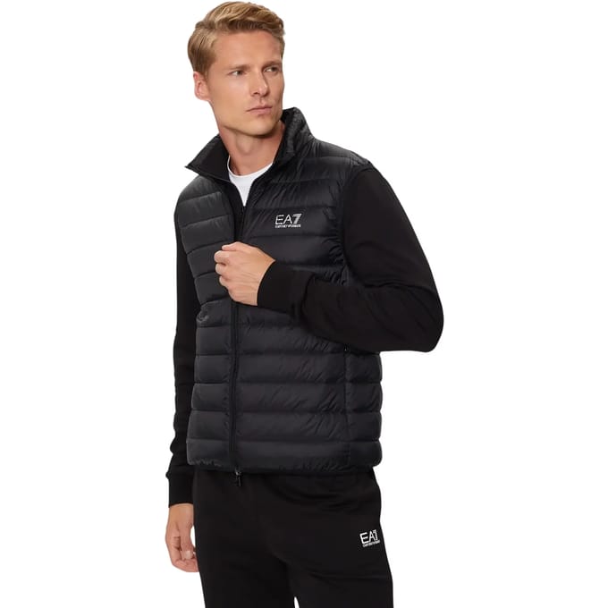 EA7 Geweven Donzen Bodywarmer, Zwart