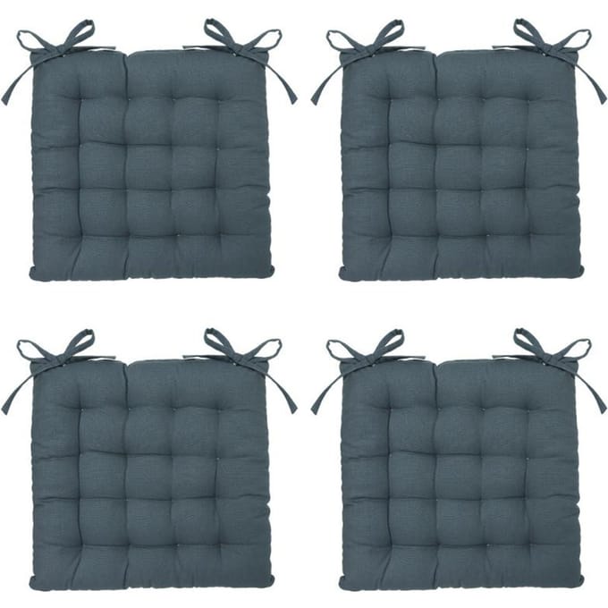 Eazy Living Stoelkussen Basile Donker Blauw – 38 cm x 38 cm – 4 Stuks