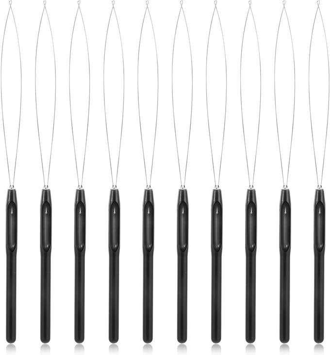 10 Stuks Haarverlenging Naald en Draad Tool met Bead Apparatuur voor Micro Loop en Nano Beads voor Haar- en Veerextensions