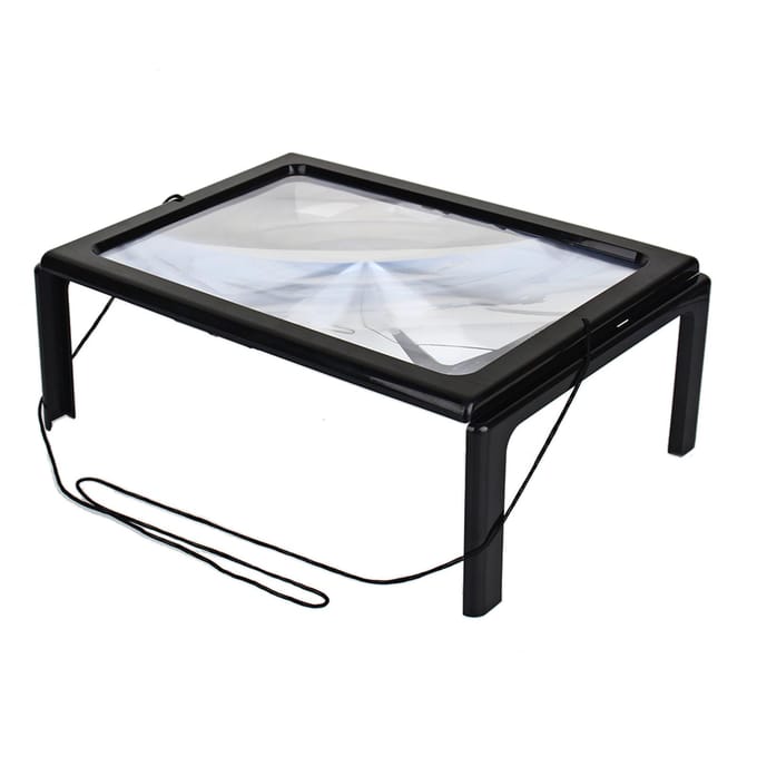 Grande loupe de lecture A4 mains libres 3x avec éclairage LED