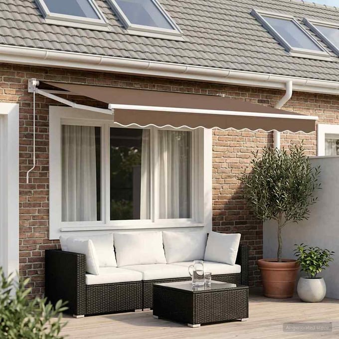 vidaXL - Uitschuifbare - luifel - Taupe - 3 - x - 2,5 - m