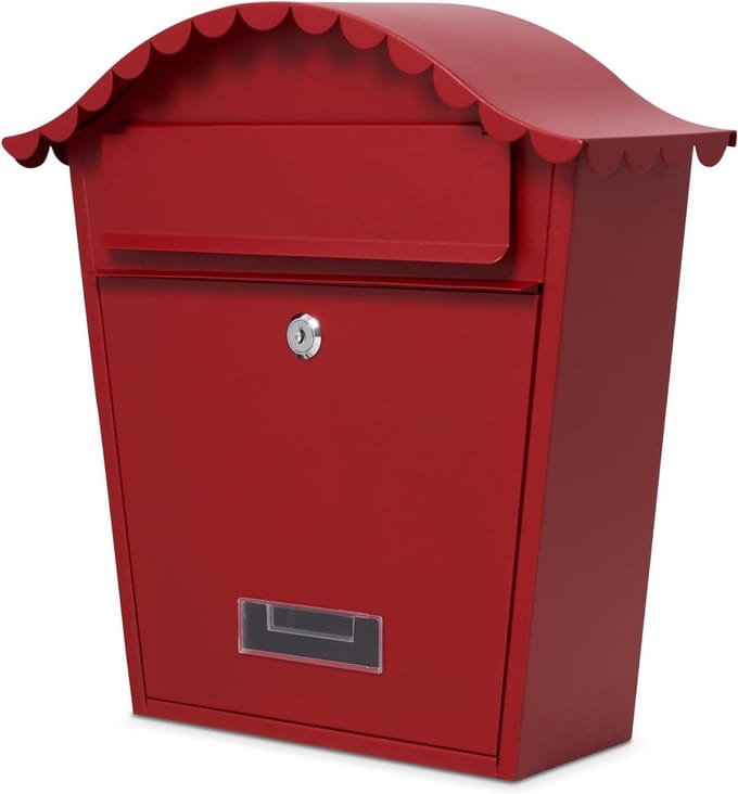 Wandbrievenbus - Postbox - Post Ontvangen - Afsluitbaar met sleutel - 36x13x37cm - Rood