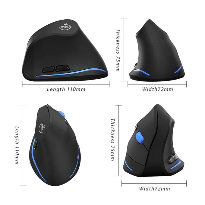 Muis ottico senza fili regolabile 2.4G 2400 DPI muis da gioco zwart