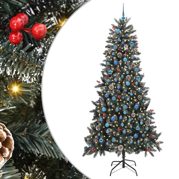 vidaXL - Kunstkerstboom - Groen - 240 - cm - PVC - en - Plastic - en - Staal