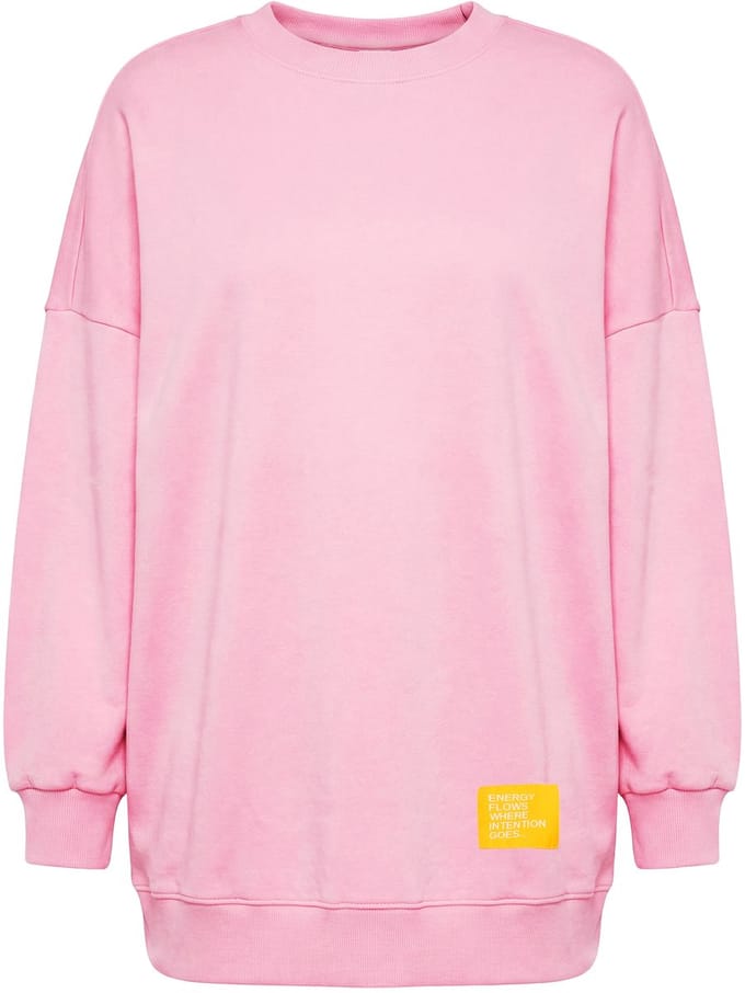 Studio Untold - Dames - Sweatshirt oversized statement patch ronde hals - Roze - Maat 50+