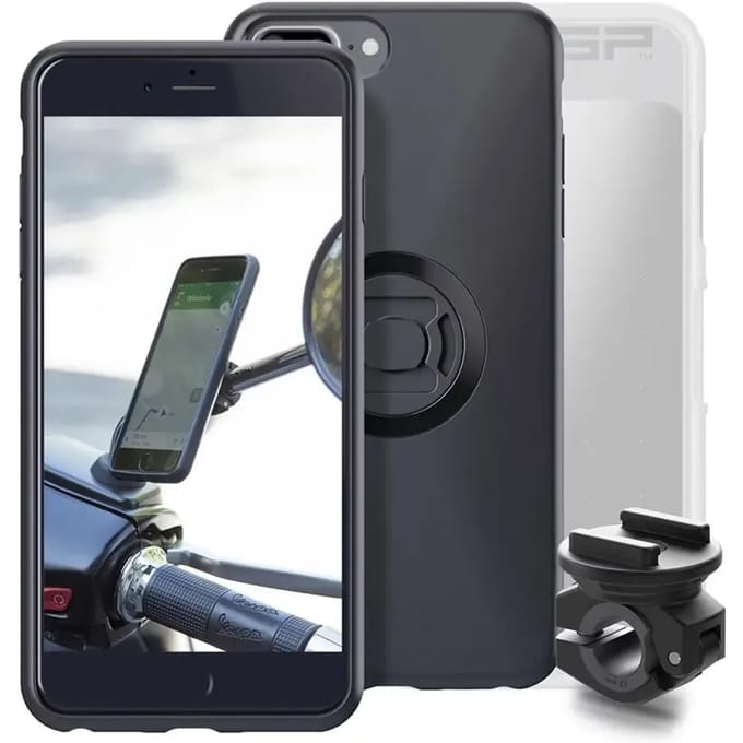 Pack Sp-Connect Moto Bundle fixé sur rétroviseur iPhone 8+/7+/6S+/6+